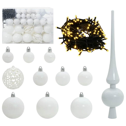 Vidaxl kerstbal set met 150 led 61 pcs wit kunststof
