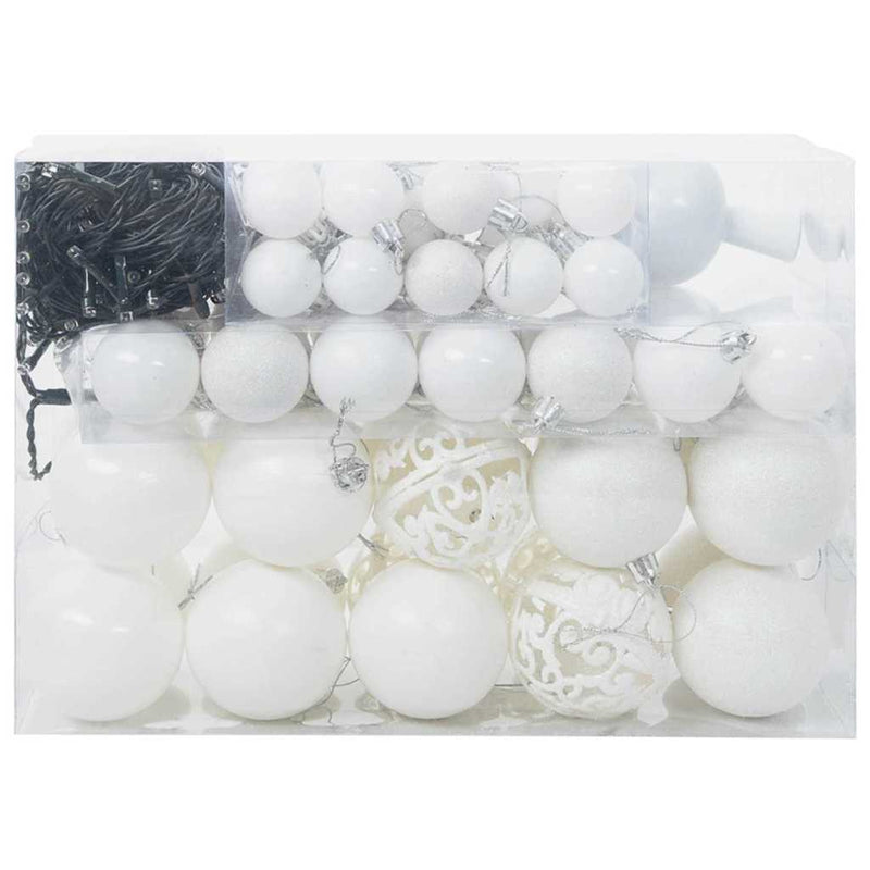 Afbeelding laden in galerijviewer, Vidaxl kerstbal set met 150 led 61 pcs wit kunststof
