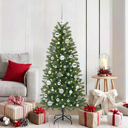 Vidaxl kerstbal set met 150 led 61 pcs zilver kunststof