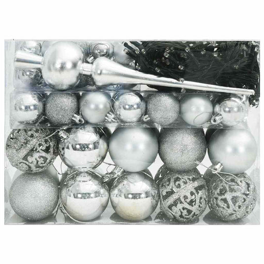 Vidaxl kerstbal set met 150 led 61 pcs zilver kunststof