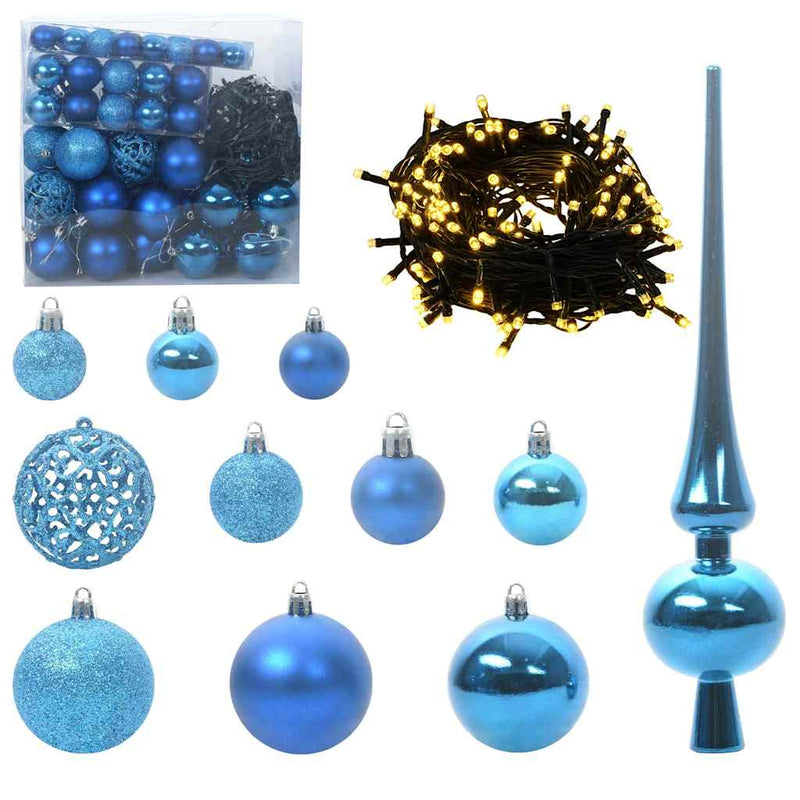 Afbeelding laden in galerijviewer, Vidaxl kerstbal set met 300 led 120 pcs blauw kunststof
