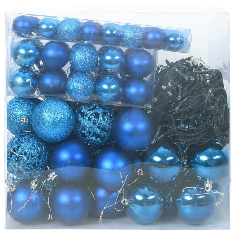 Afbeelding laden in galerijviewer, Vidaxl kerstbal set met 300 led 120 pcs blauw kunststof
