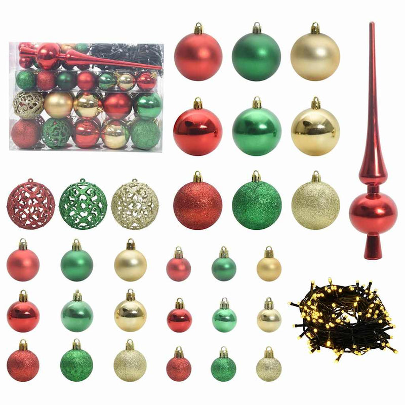 Afbeelding laden in galerijviewer, Vidaxl kerstbal set met 150 led 61 pcs multikleur kunststof
