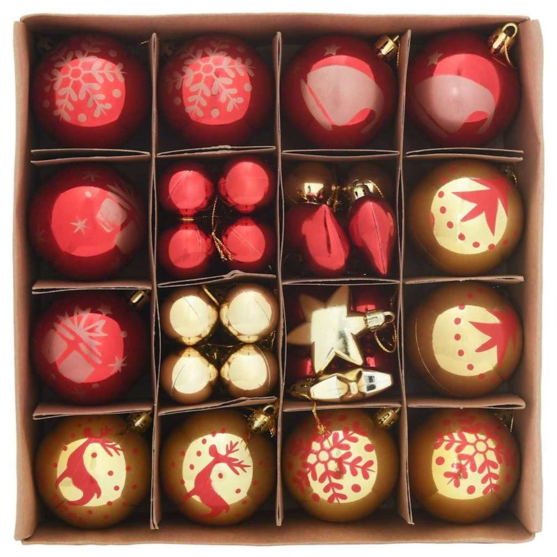 Afbeelding laden in galerijviewer, Vidaxl kerstbal set 40 pcs goud en rood kunststof
