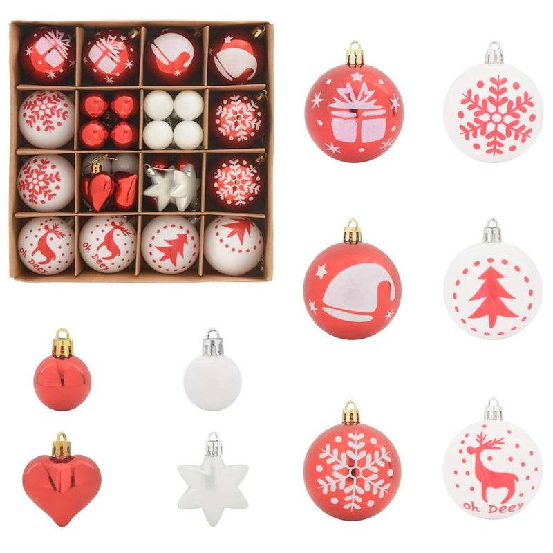 Afbeelding laden in galerijviewer, Vidaxl kerstbal set 40 pcs rood en wit kunststof
