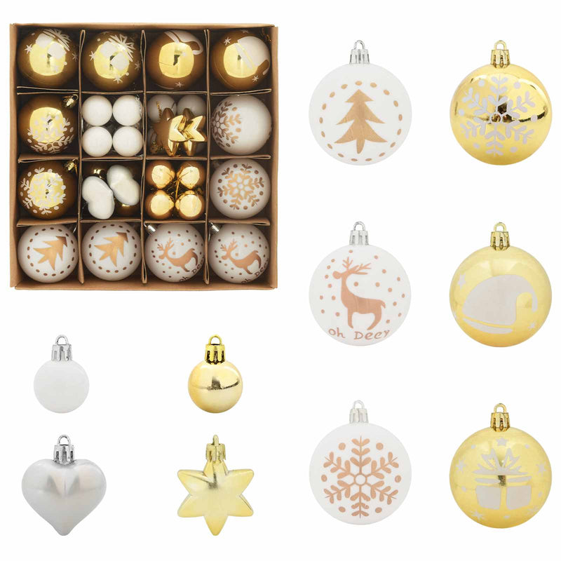 Afbeelding laden in galerijviewer, Vidaxl kerstbal set 40 pcs wit en goud kunststof
