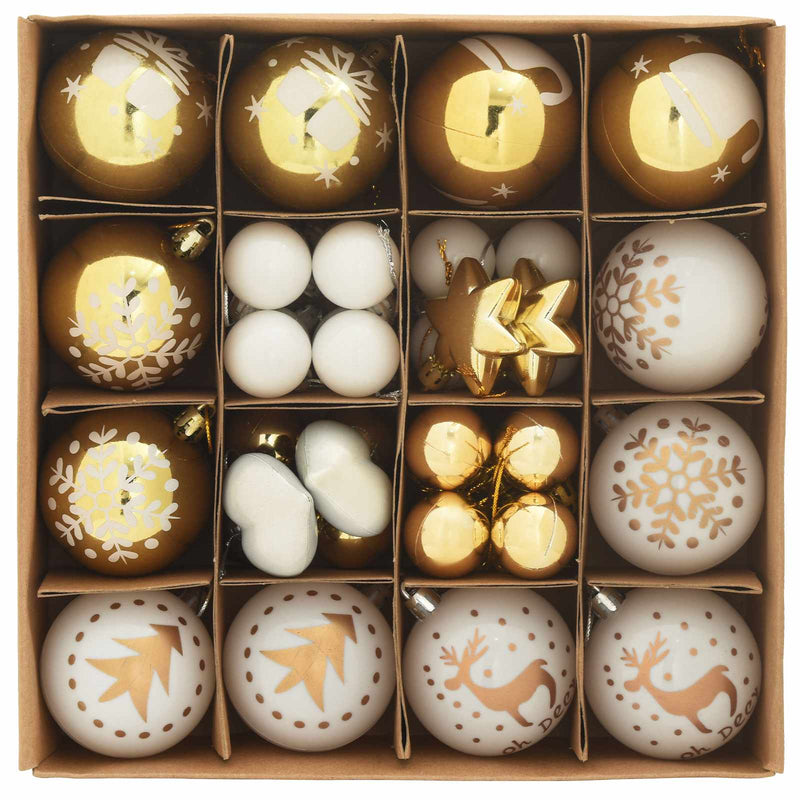 Afbeelding laden in galerijviewer, Vidaxl kerstbal set 40 pcs wit en goud kunststof
