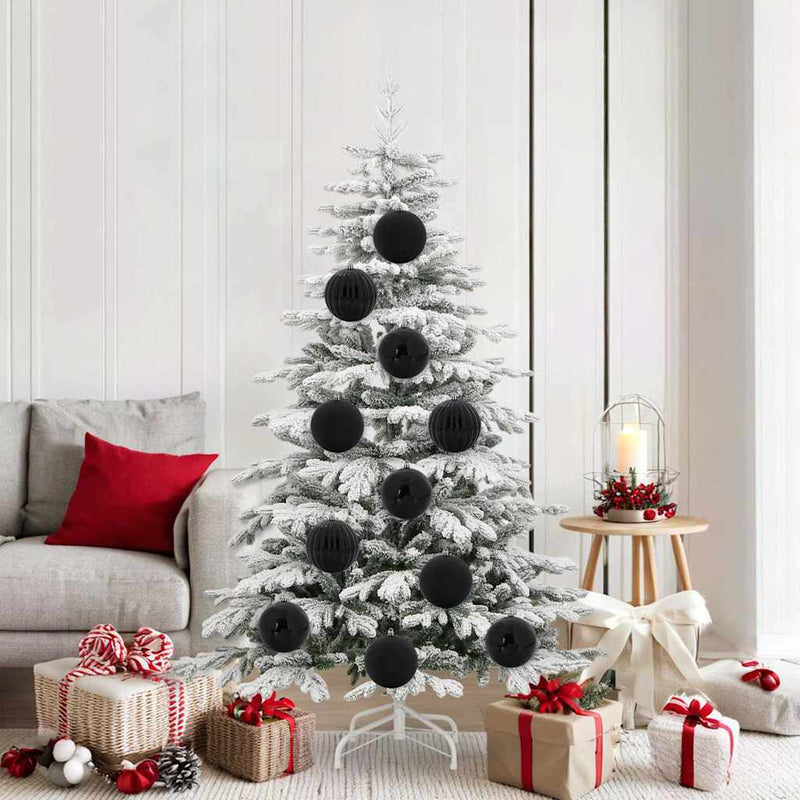 Afbeelding laden in galerijviewer, Vidaxl kerstbal set xl 9 pcs zwart kunststof
