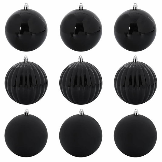 Vidaxl kerstbal set xl 9 pcs zwart kunststof