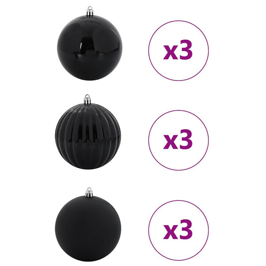 Vidaxl kerstbal set xl 9 pcs zwart kunststof