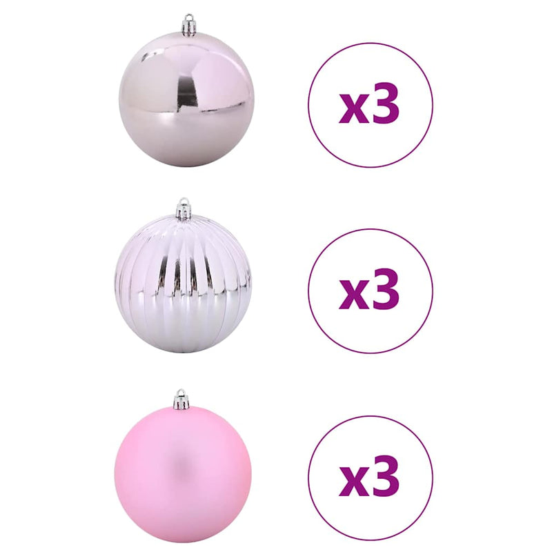 Afbeelding laden in galerijviewer, Vidaxl kerstbal set xl 9 pcs roze kunststof
