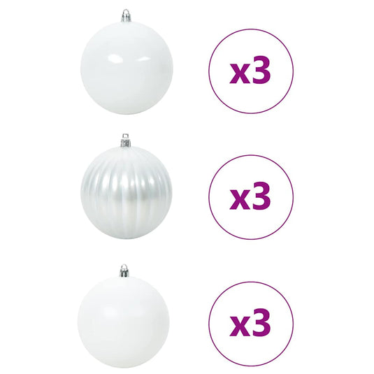 Vidaxl kerstbal set xl 9 pcs wit kunststof