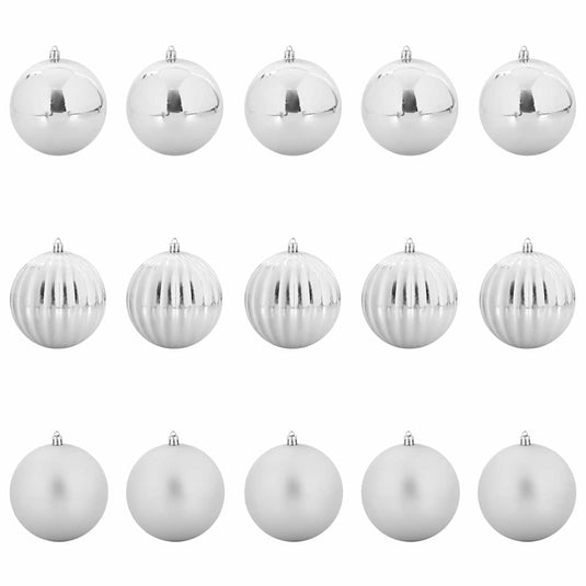 Vidaxl kerstbalset xl 15 pcs zilver kunststof