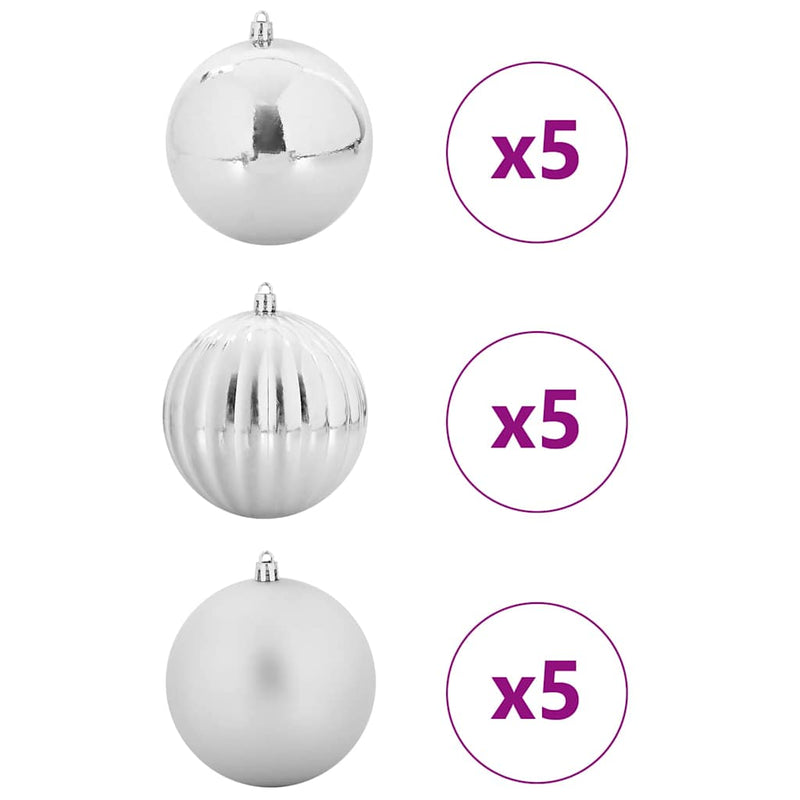 Afbeelding laden in galerijviewer, Vidaxl kerstbalset xl 15 pcs zilver kunststof
