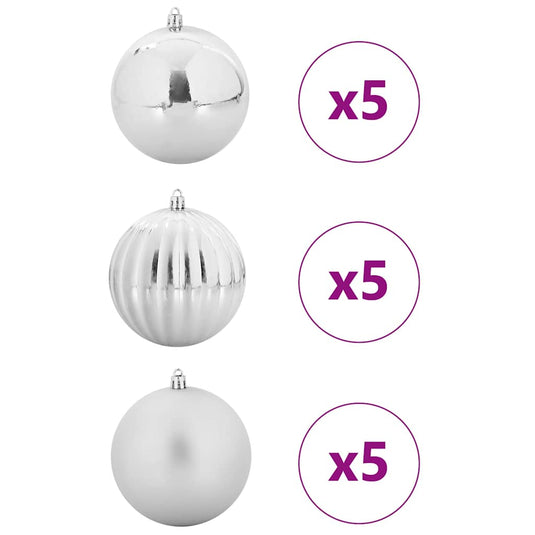 Vidaxl kerstbalset xl 15 pcs zilver kunststof
