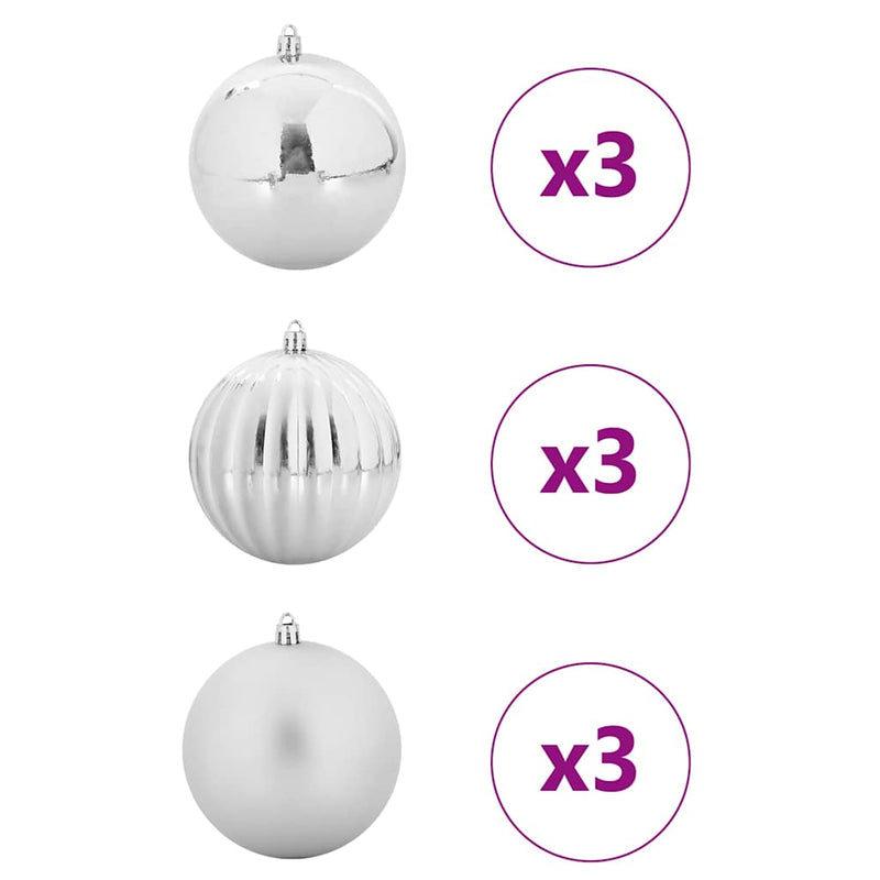 Afbeelding laden in galerijviewer, Vidaxl kerstbal set xl 9 pcs zilver kunststof
