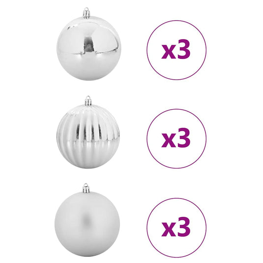 Vidaxl kerstbal set xl 9 pcs zilver kunststof