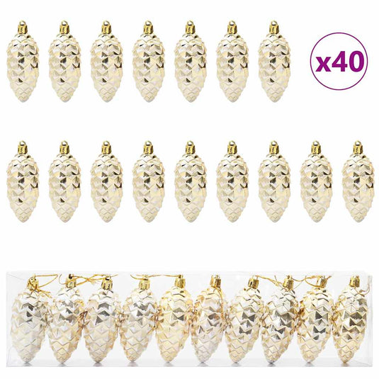 Vidaxl kerstdennenappeltje 40 pcs goud kunststof