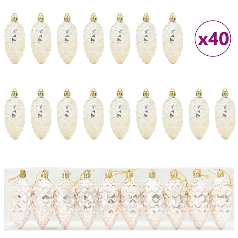 Afbeelding laden in galerijviewer, Vidaxl kerstdennenappeltje 40 pcs champagne kunststof
