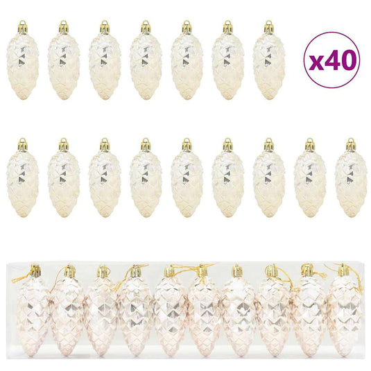 Vidaxl kerstdennenappeltje 40 pcs champagne kunststof