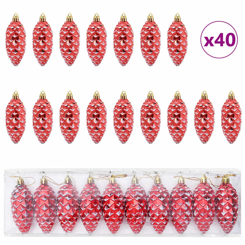 Afbeelding laden in galerijviewer, Vidaxl kerstdennenappeltje 40 pcs rood kunststof
