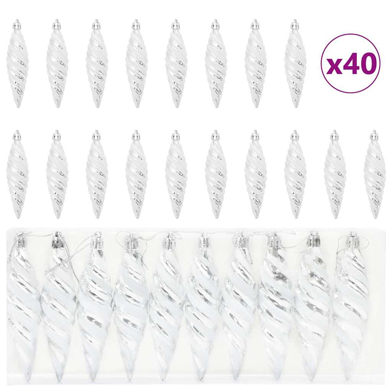 Afbeelding laden in galerijviewer, Vidaxl kerst spiralvorm bal 40 pcs zilver kunststof
