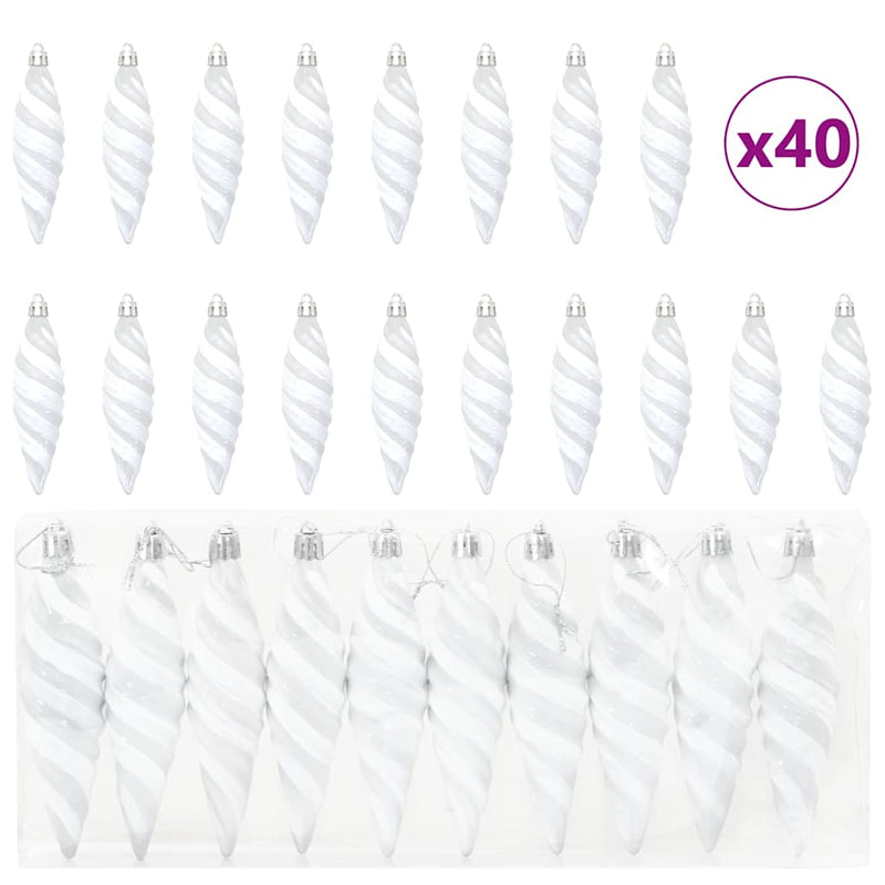 Afbeelding laden in galerijviewer, Vidaxl kerst spiralvorm bal 40 pcs wit kunststof
