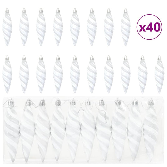 Vidaxl kerst spiralvorm bal 40 pcs wit kunststof