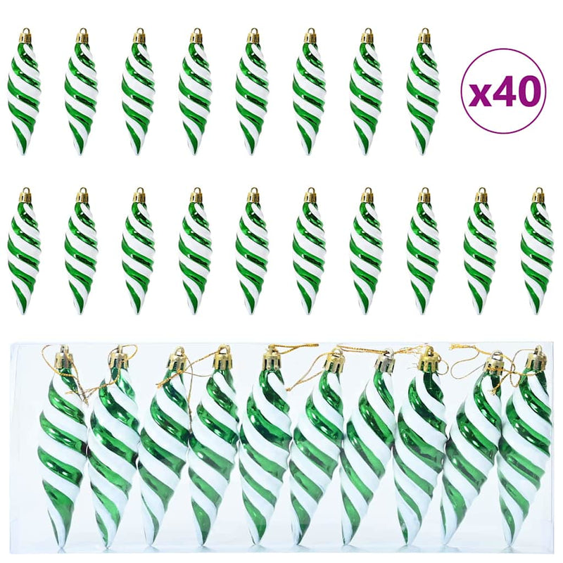 Afbeelding laden in galerijviewer, Vidaxl kerst spiralvorm bal 40 pcs groen kunststof
