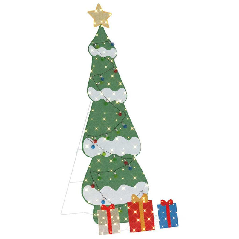 Afbeelding laden in galerijviewer, Vidaxl verlichte kerstboom met 3 cadeau dozen 2d warm wit 210 cm
