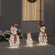 Vidaxl verlichte sneeuwpop familie 3 pcs warmwit polyester