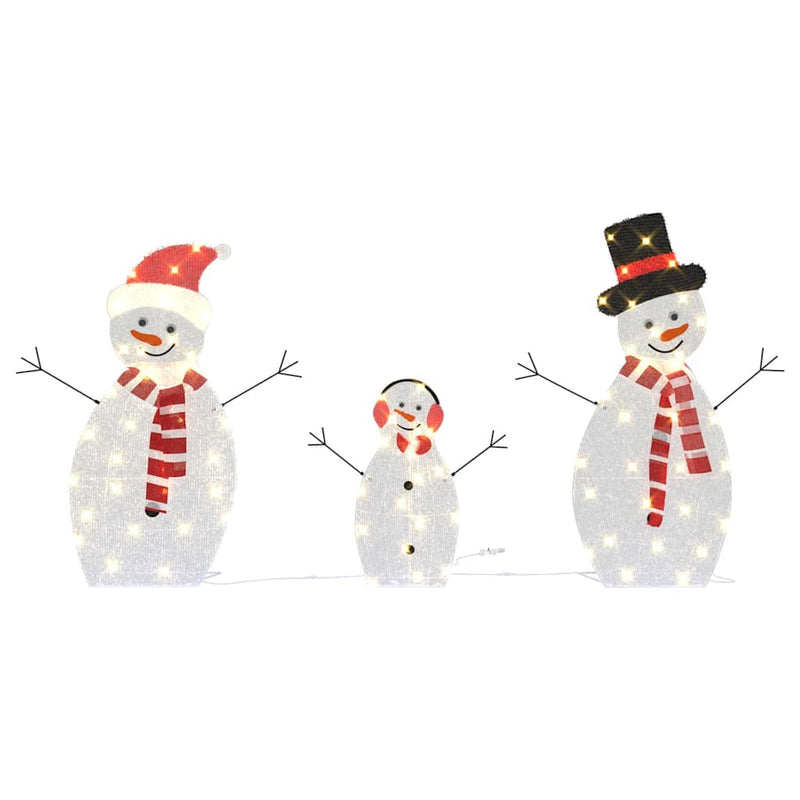 Afbeelding laden in galerijviewer, Vidaxl verlichte sneeuwpop familie 3 pcs warmwit polyester

