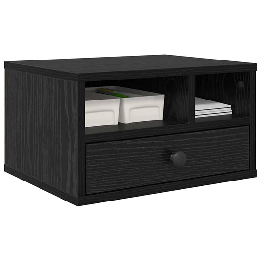 Vidaxl printerstand met lade zwart eiken 40 x 32 x 24 cm bewerkt hout