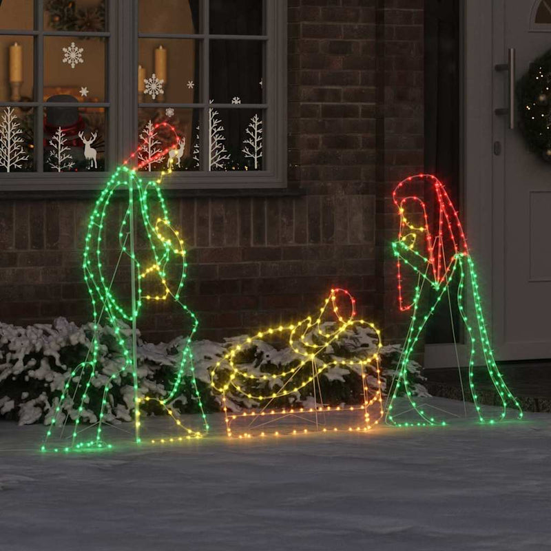 Afbeelding laden in galerijviewer, Vidaxl verlichte kerstscene multikleur 112 x 71,5 cm pvc 550 led's
