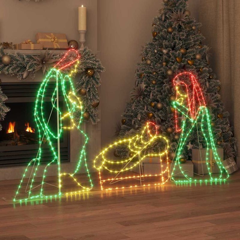 Afbeelding laden in galerijviewer, Vidaxl verlichte kerstscene multikleur 112 x 71,5 cm pvc 550 led's

