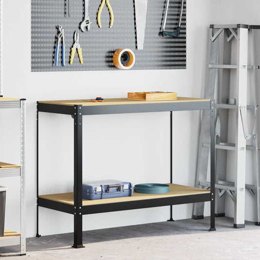 Vidaxl werkbanken met plank zwart 115 x 55 x 91 cm bewerkt hout