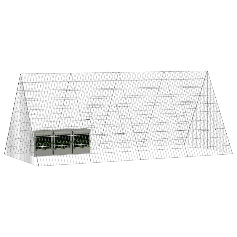 Afbeelding laden in galerijviewer, Vidaxl konijnenkooi zilver 215 x 100 x 85 cm gegalvaniseerd staal
