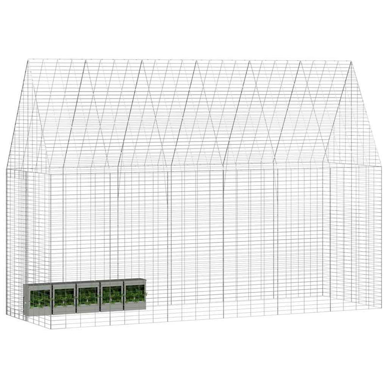 Afbeelding laden in galerijviewer, Vidaxl konijnenkooi zilver 300 x 100 x 210 cm gegalvaniseerd staal
