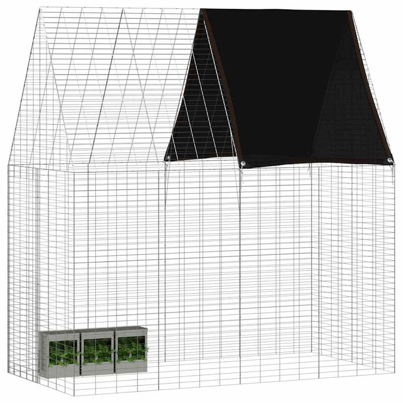 Afbeelding laden in galerijviewer, Vidaxl konijnenkooi zilver 200 x 100 x 210 cm gegalvaniseerd staal
