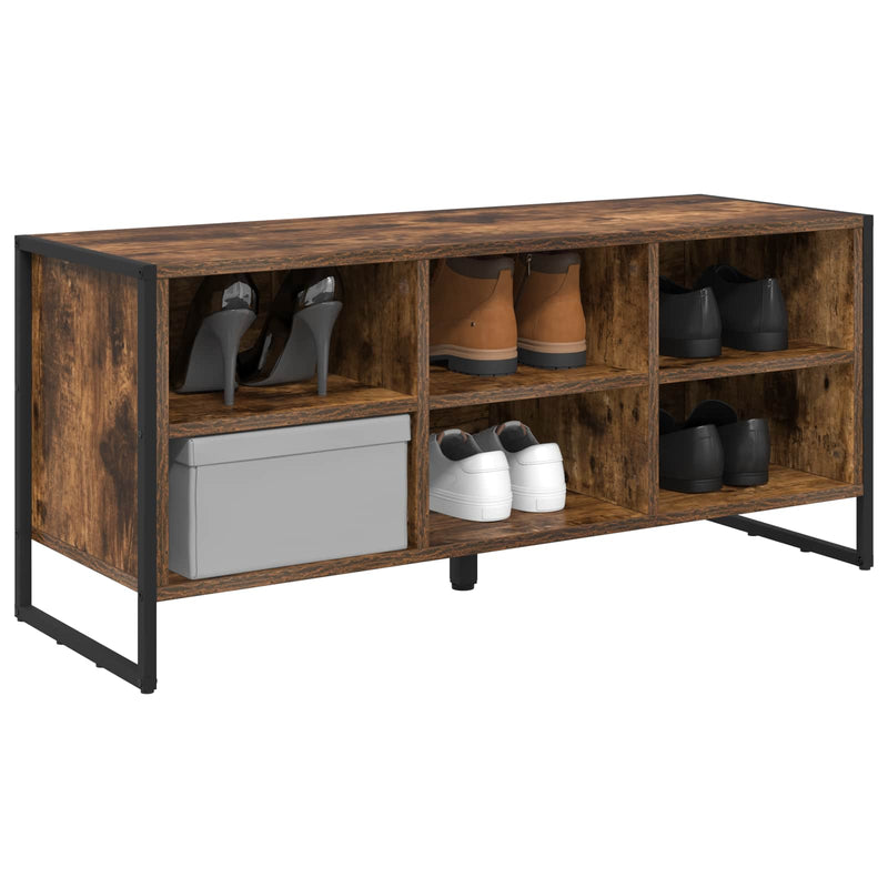 Afbeelding laden in galerijviewer, Vidaxl schoenenkast met opslag rook eik 60 x 35 x 44 cm bewerkt hout

