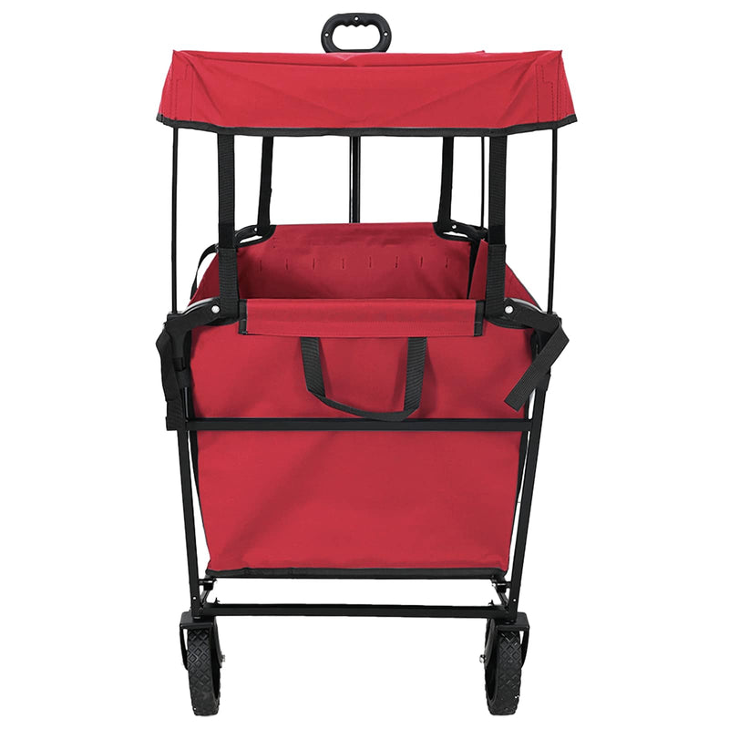 Afbeelding laden in galerijviewer, Vidaxl vouwbare handtrolley rood 105 x 56.5 x 116 cm oxford stof
