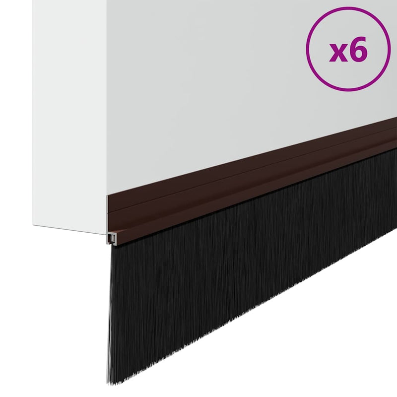 Afbeelding laden in galerijviewer, Vidaxl zelfklevende deurborstels 6 st bruin 100 cm aluminium legering
