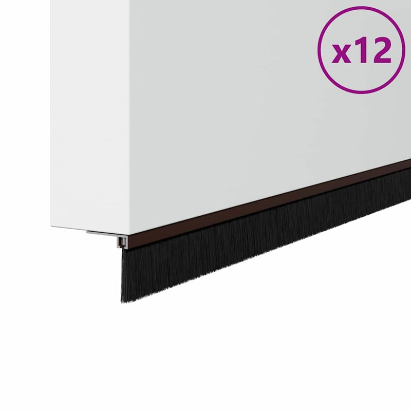 Afbeelding laden in galerijviewer, Vidaxl zelfklevende deurborstels 12 pcs bruin 100 cm
