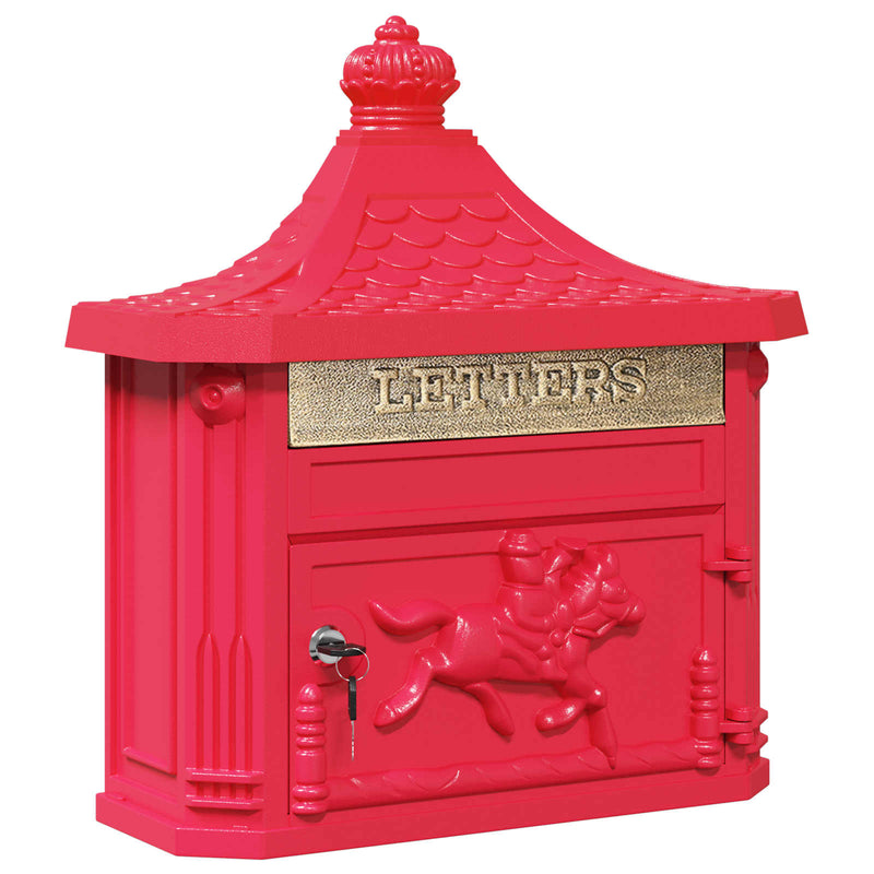 Afbeelding laden in galerijviewer, Vidaxl wandgemonteerde brievenbus met opslag rood 40,5 x 16 x 45 cm
