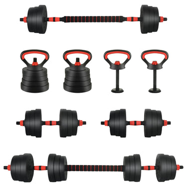 Vidaxl 2-in-1 halter-barbell set 30kg zwart en rood