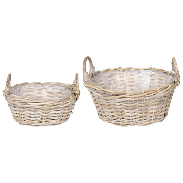 Vidaxl plantenmand met opslag 2 pcs grijs lacak riet