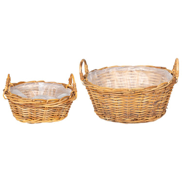 Vidaxl plantenmand met opslag 2 pcs bruin lacak riet