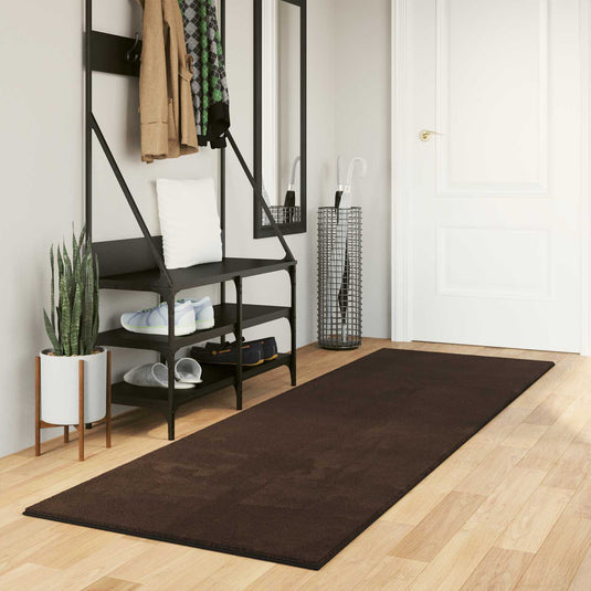 Vidaxl medium pile zachte en wasbare tapijt huarte bruin 250 x 80 cm