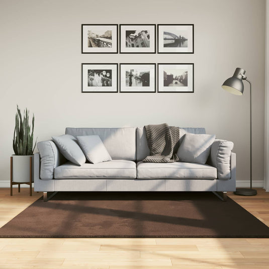 Vidaxl medium pile zachte en wasbare tapijt huarte bruin 160 x 160 cm