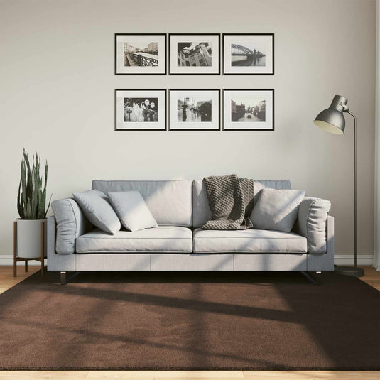 Vidaxl medium pile zachte en wasbare tapijt huarte bruin 200 x 200 cm